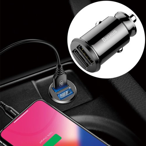 Baseus Grain Car Charger (Dual USB 5V 3.1A ) CCALL-ML01 Black Baseus Grain Car Charger (Dual USB 5V 3.1A ) CCALL-ML01 Black